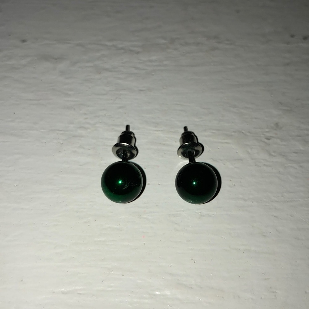 Metallic Green Stud Earrings